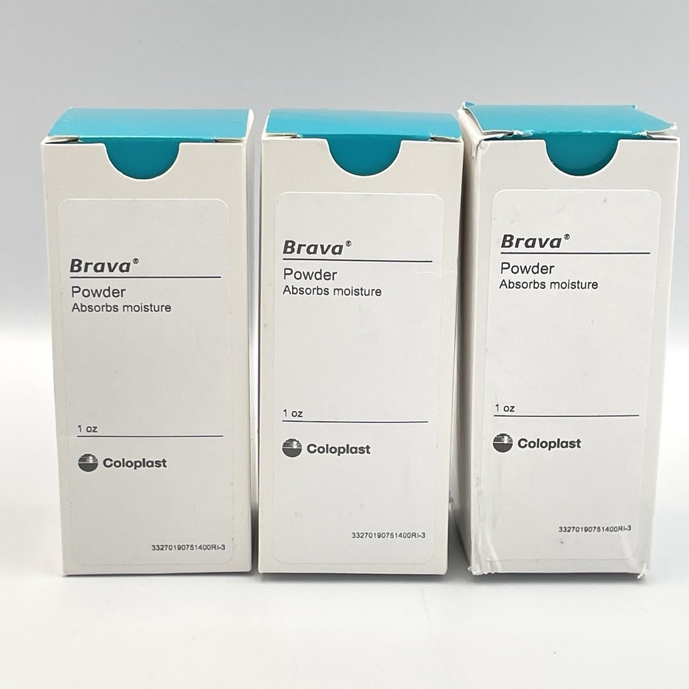 3 Coloplast 19075 Brava Ostomy‎ Absorbing Powder 1oz Bottles Exp 2027 New-Fresh